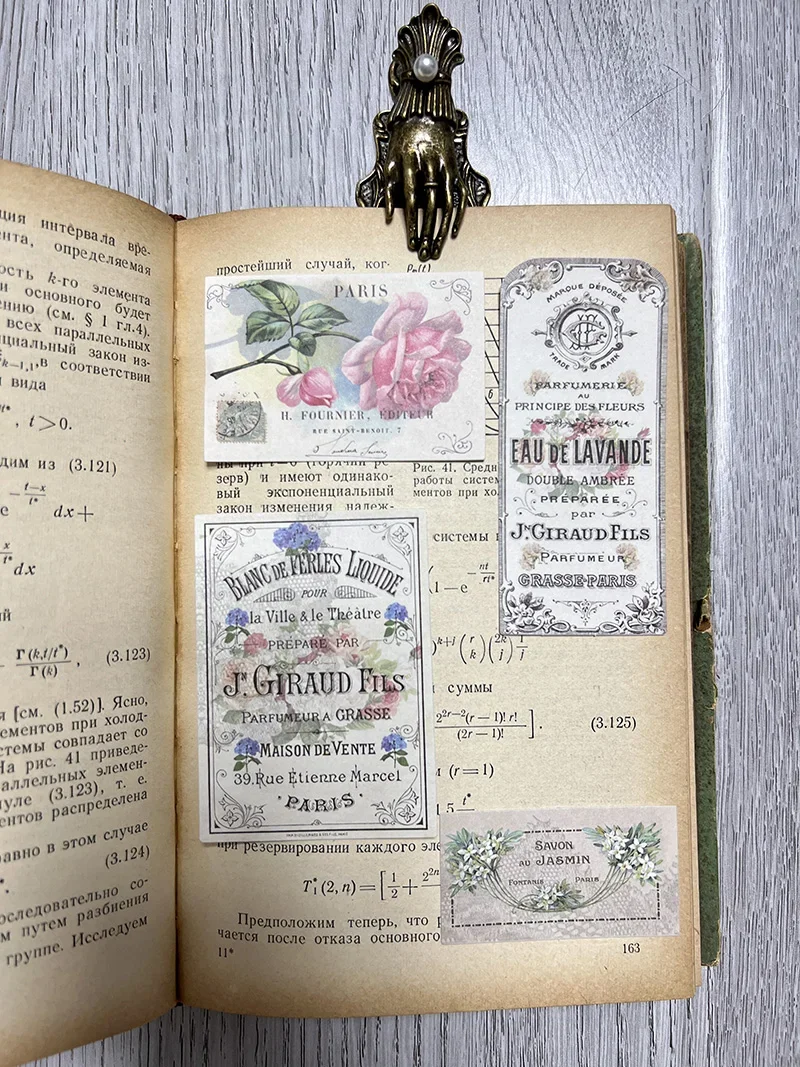 10 sztuk/partia Vintage francja kwiatowy naklejki etykiety śmieci Journal Ephemera naklejki kolaż Retro ramki Album Scrapbooking materiał