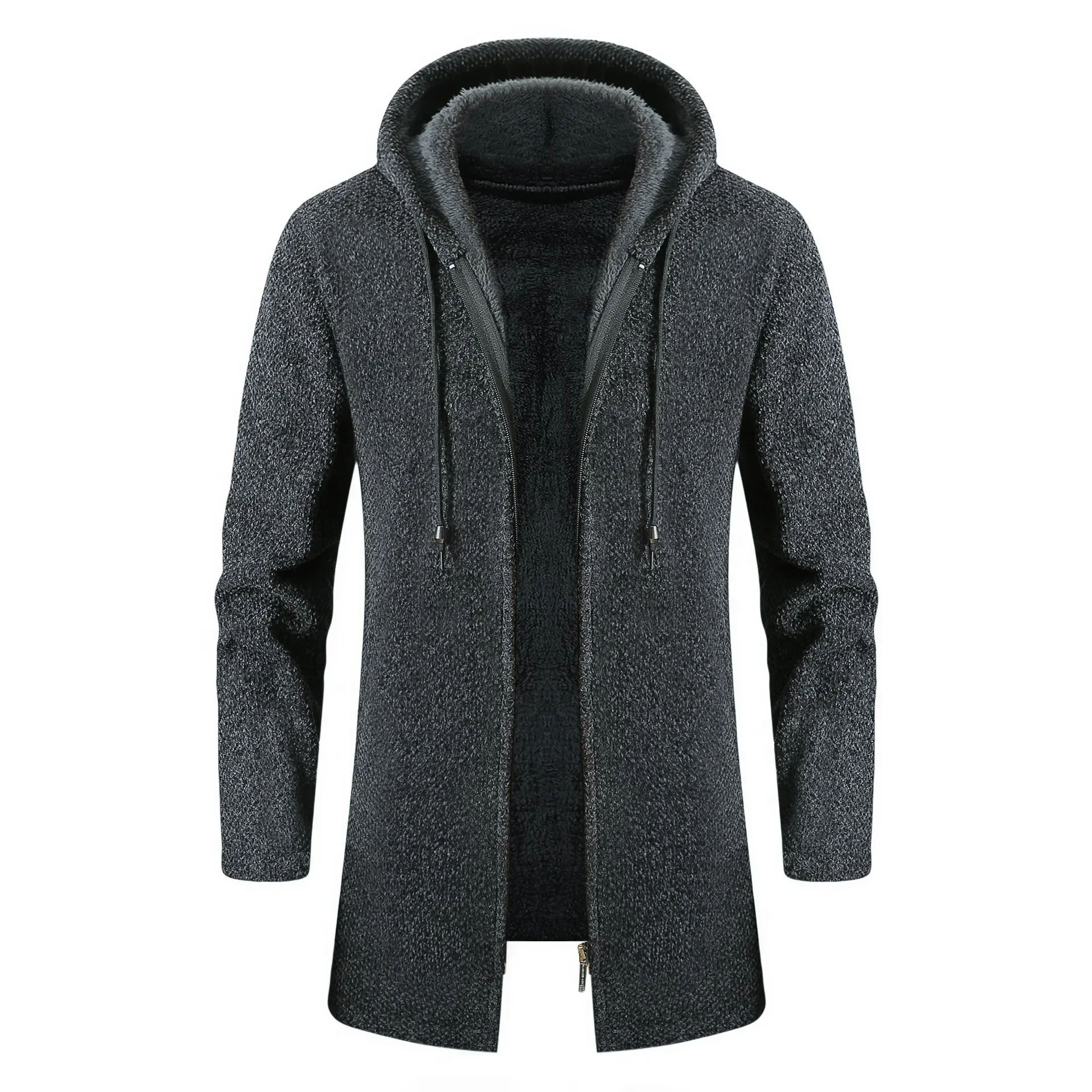 

Новый мужской повседневный свитер, кардиган с капюшоном, джемперы с открытой строчкой, свитера с длинными рукавами и карманами, лоскутное плотное зимнее платье