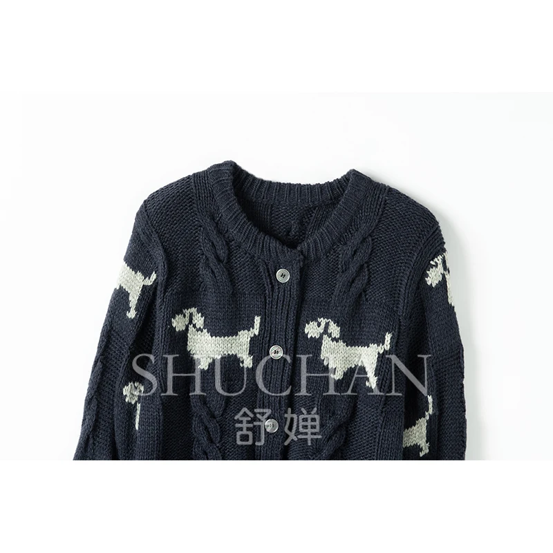 dog 100% cashmere cropped cardigan sueters de mujer sweaters for women knitted cardigan casaco feminino