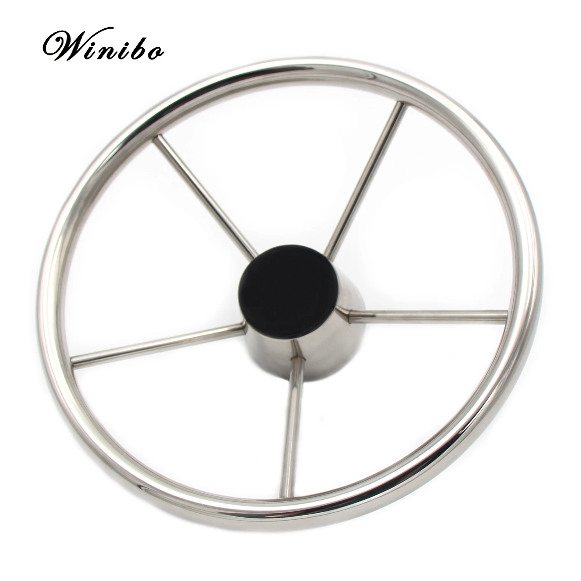 Marine Stainless Steel Steering 5-Spoke Wheel With Knob Grip Boat Accessories Fit For Boat