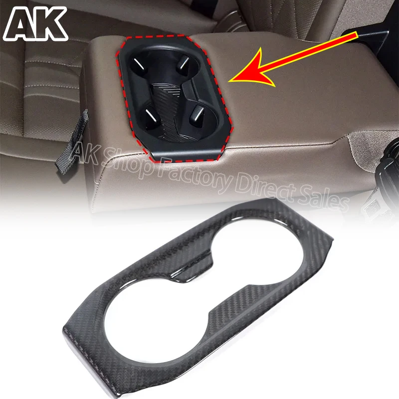 For BMW 5 Series G60 2024 Real Carbon Fiber Car Rear Drain Cup Holder Panel Decorative Cover Protection Car Interior Accessories