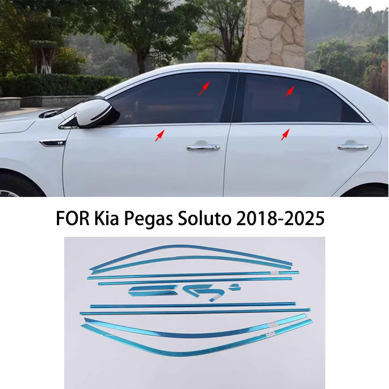 

Car accessories FIT For Kia Pegas Soluto 2018-2025 Stainless steel chrome Exterior Window Molding Strip Sill side Cover Trim