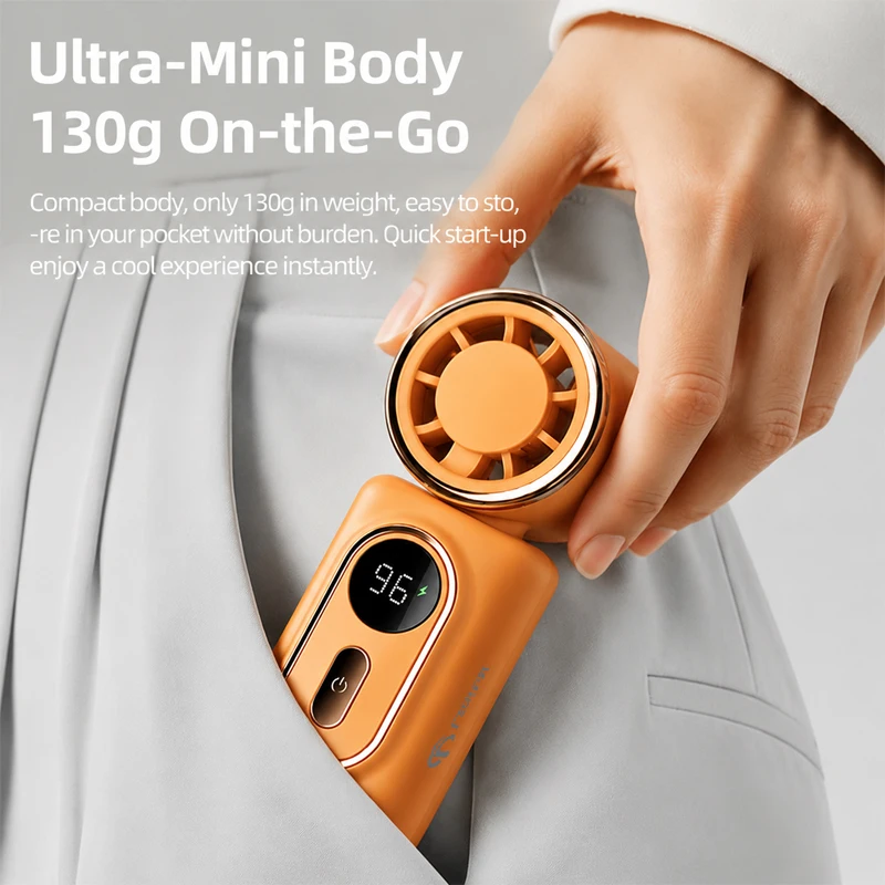 Mini Fan Handheld Small Fan 3000mAh 5 Speeds Cooling Turbo 180° Adjustable Clip LED Display Type-C Rechargeable Portable Fans image 2