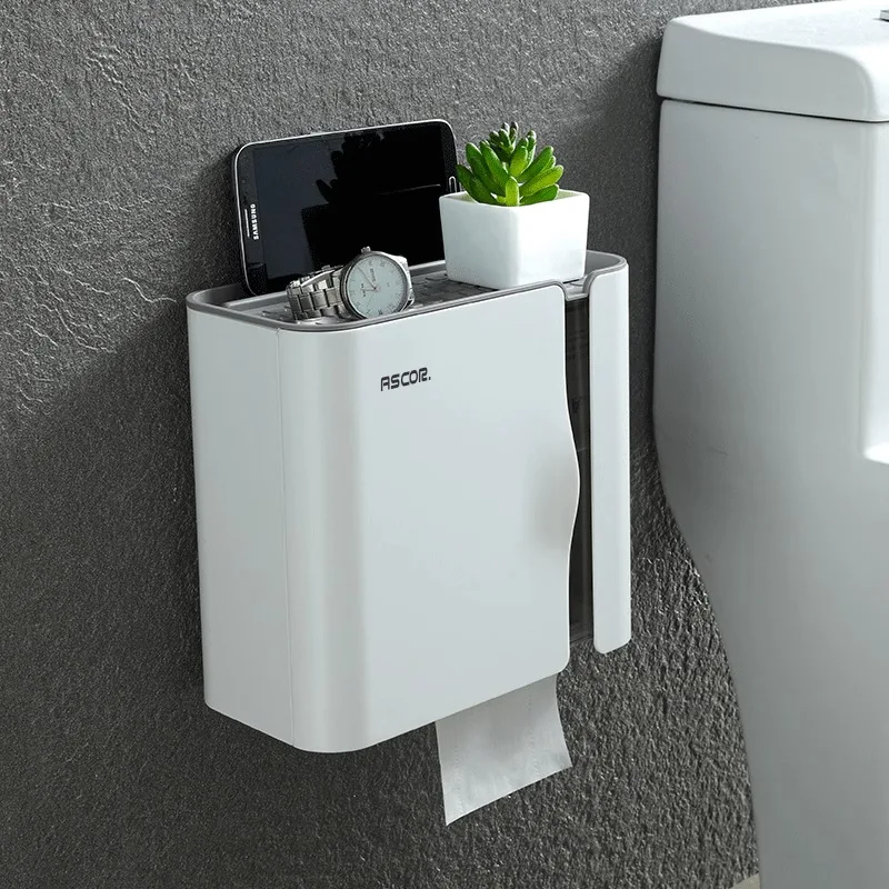 パンチフリートイレットペーパーホルダーボックス防水壁掛け式粘着トイレットペーパー収納ラック浴室ティッシュ用
