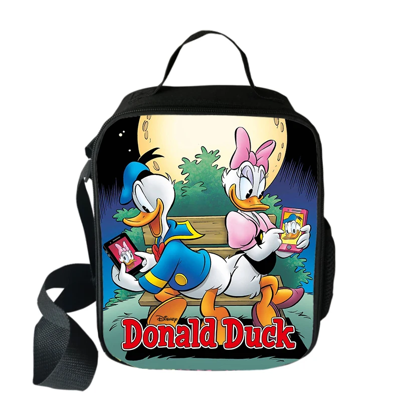 Disney Donald Duck Protect Lunch Bags Boys Girls Travel Tote Bags Picnic Food Fresh Storage Bags Student Mini Messenger Bag