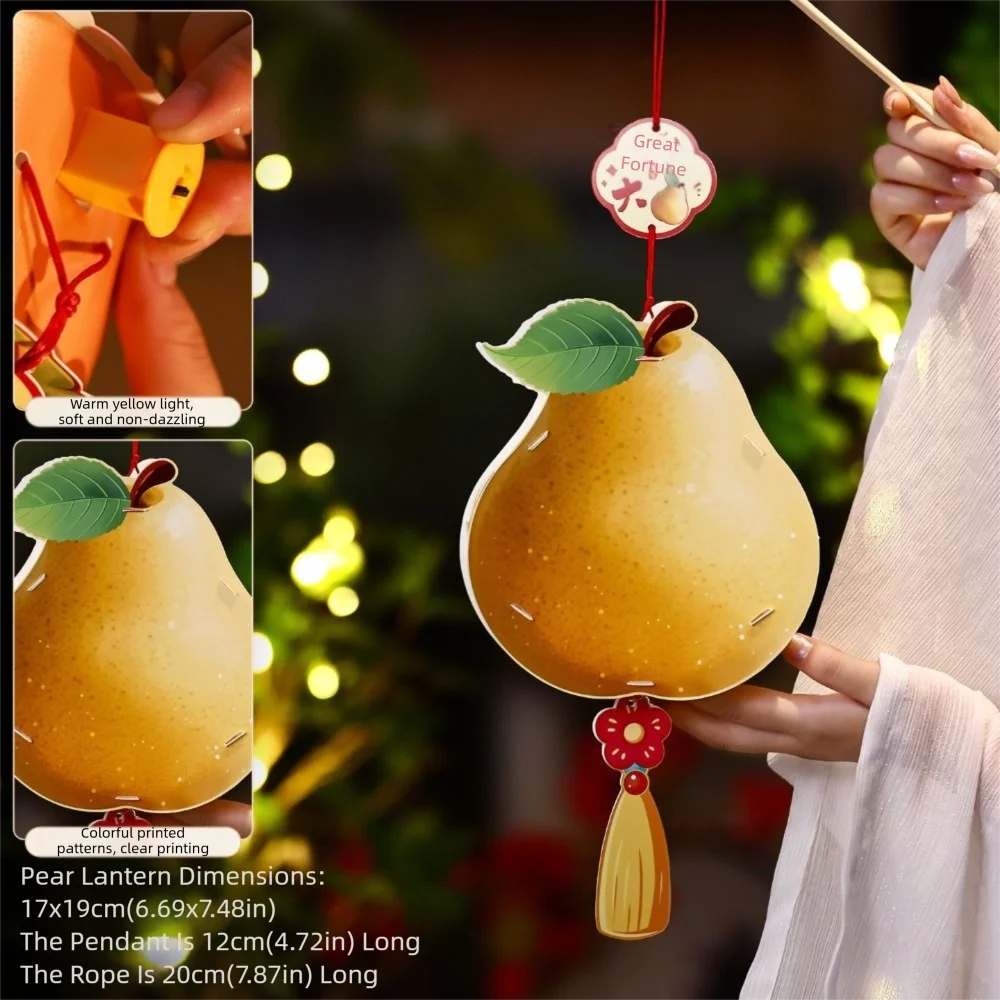 

Handmade Persimmon Lantern Decorative with Tassel Glowing Props Chinese Style Lantern Material Package Blessing Handheld Lantern