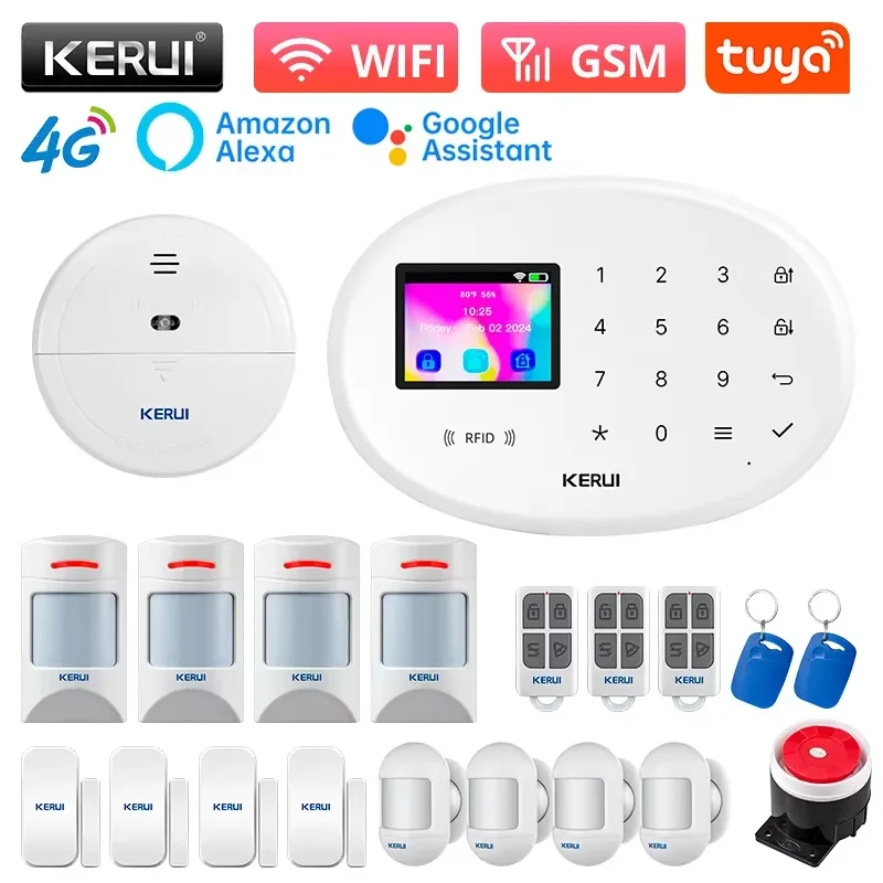 

KERUI 4G Tuya Smart Alarm System For Home Burglar Security 433MHz WiFi Alarm Wireless House App Control Motion Detector Sensor