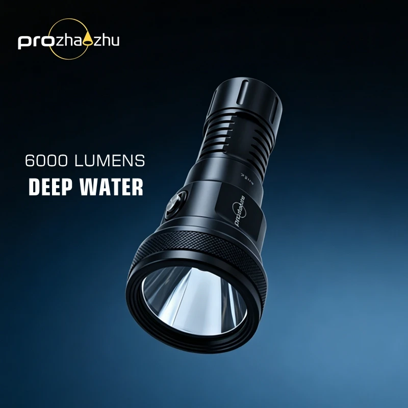 PROZHAOZHU DL-B40 6000LM 4 Modes H-M-L-OFF IP68 100M Waterproof Rechargeable Scuba Diving Flashlight
