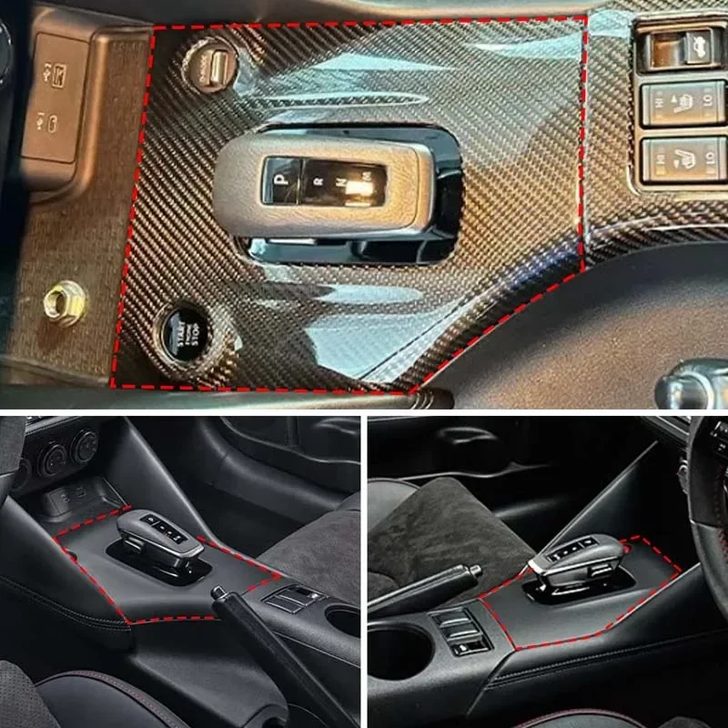 Real Carbon Fiber For Nissan 400Z Car center control gear exterior frame base cover decorative sticker car interior accessories