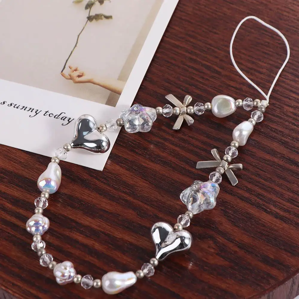 

Resin Heart Mobile Phone Chain Beaded Anti-lost Bow Phone Case Pendant Ins Style Jewelry Y2K Mobile Phone Charms