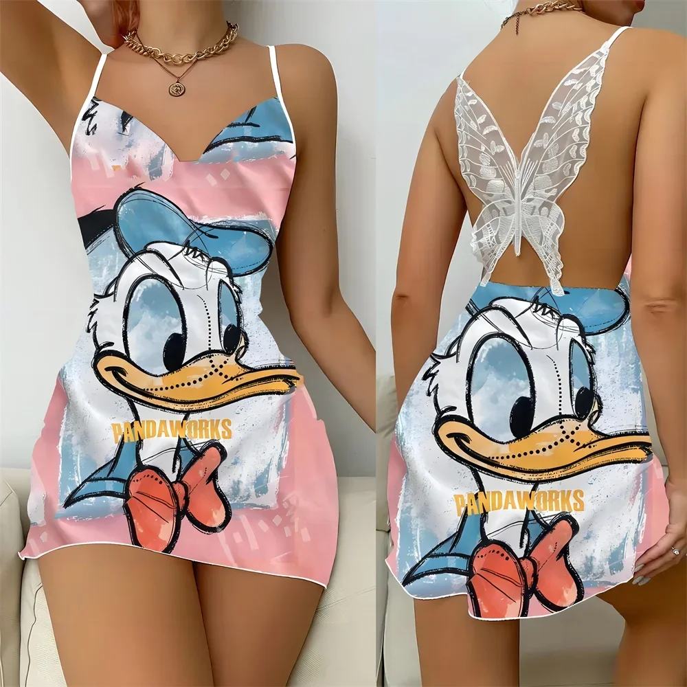 2024 New Women's Pajama Summer Sexy Female Nightwear Cartoon Pattern Sleeveless Home Dress for Women One Pieces Pajama Dress