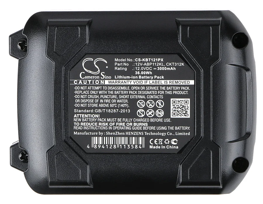 

Сменный аккумулятор CS для Kobalt CDT212KU, CID120KU, CSJ120KU, артикул: 12V-ABP112KL, CKT312K, 3000 мАч / 36 Вт·ч