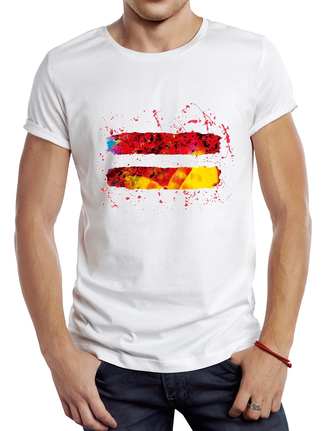 Camiseta clásica informal para hombre, camisa Hipster con estampado colorido de salpicaduras de pintura, ropa gráfica