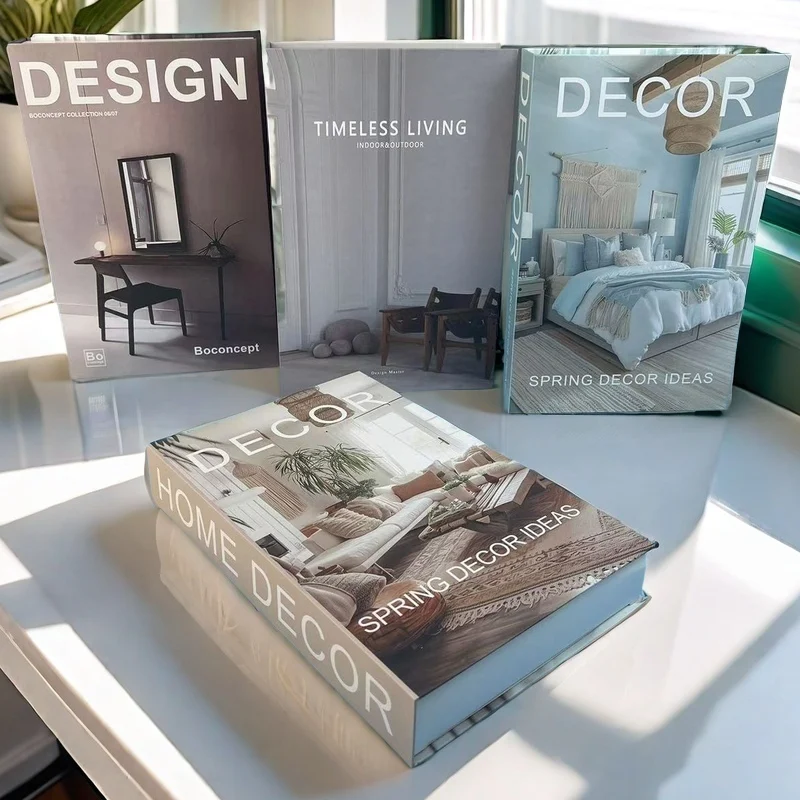 Open Fake Book Storage Box Luxury Decorative Books Ornament Coffee Table Books Shelf Home Interior decoration Bedroom Gift Decor