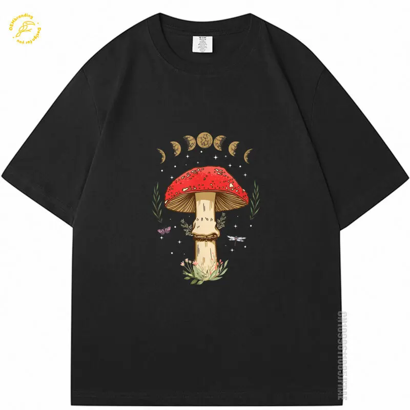 

Dark Academia Cottagecore Aesthetic Magic Mushroom Men T-Shirt Oversized T Shirts Y2K Hombre Plain T-Shirts Short Sleeve