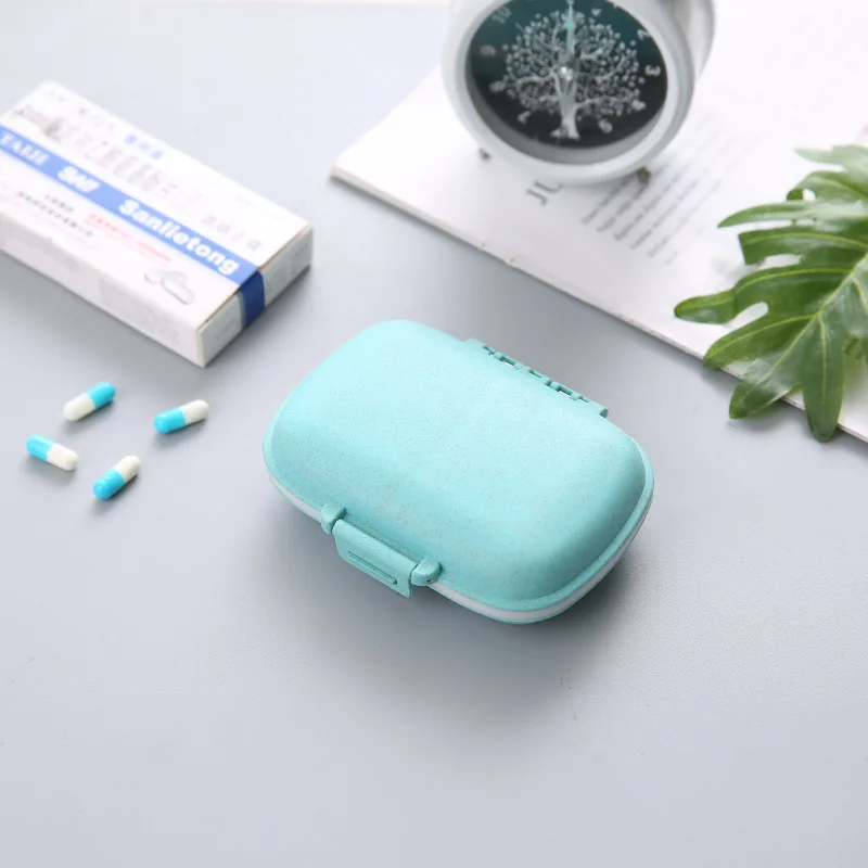 8 grids organizer container for tablets travel pill box with Seal ring Small box for tablets Wheat straw container for medicines