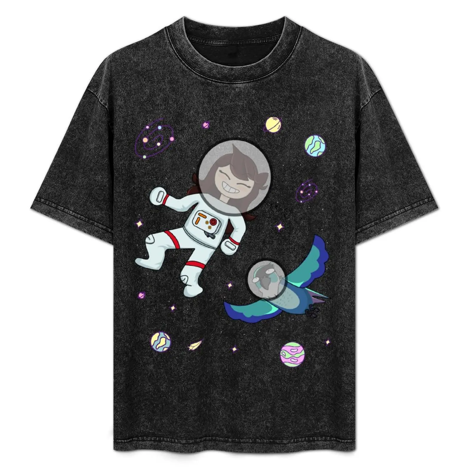 

Jaiden animations astronaut surrounded by bird, stars and planets, having fun at dark space animatio T-Shirt