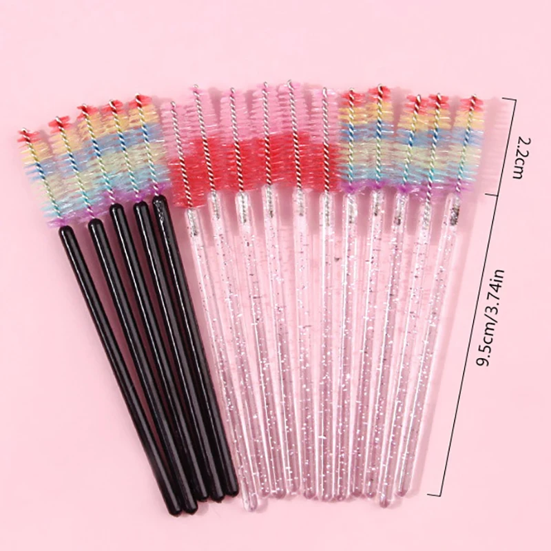 50Pcs Eyelash Brush Disposable Eyebrow Brushe Rainbow Mascara Wand Applicator Lash Extension Cosmetic Makeup Eyelash brush Tools