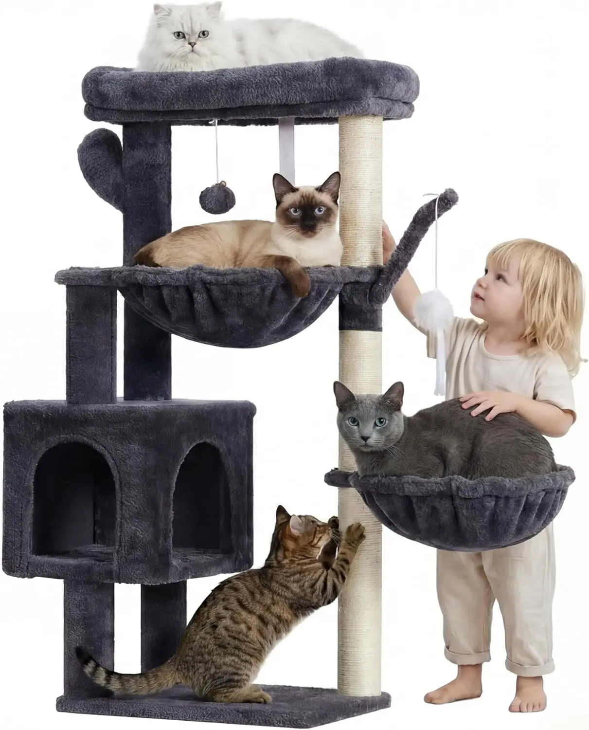 

Cat Tree, 39.4 Inches Tower Condo with Scratching Post, Cat Tower for Indoor Cats, Fully Wrapped Sisal Pole, S Platfor