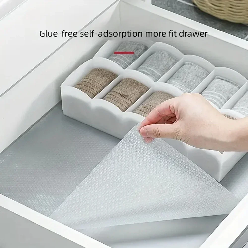 1 roll Reusable Drawer Liners Washable Dustproof and Non-slip Placemats Kitchen Cabinet Mats Refrigerator Non-slip Liners