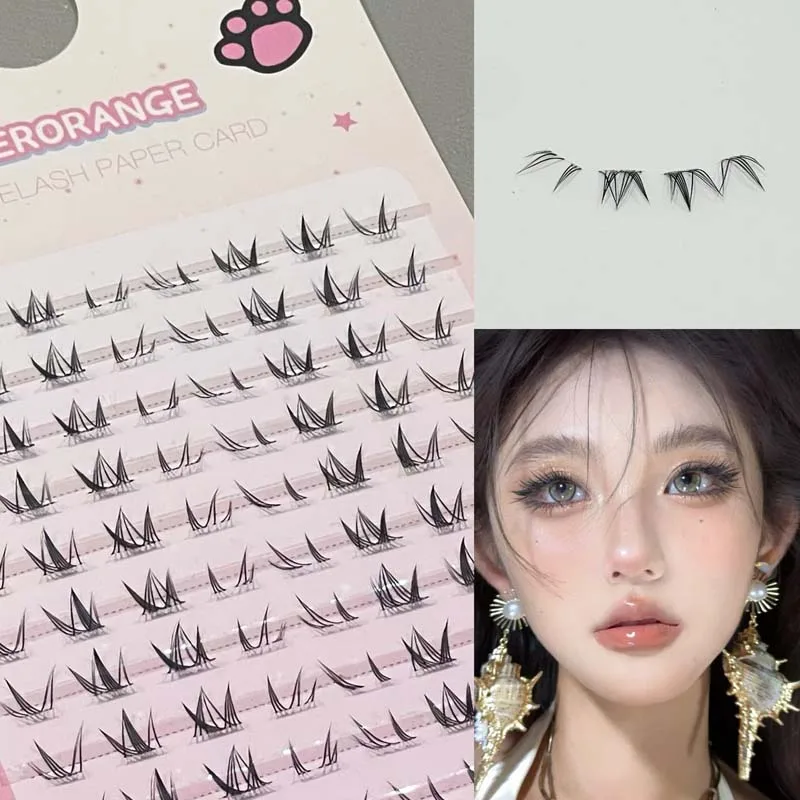 Herorange Fox Wing Lower Lashes 24 80Bundles C Curl Clear Thin Stem Natural Daily Photo Makeup