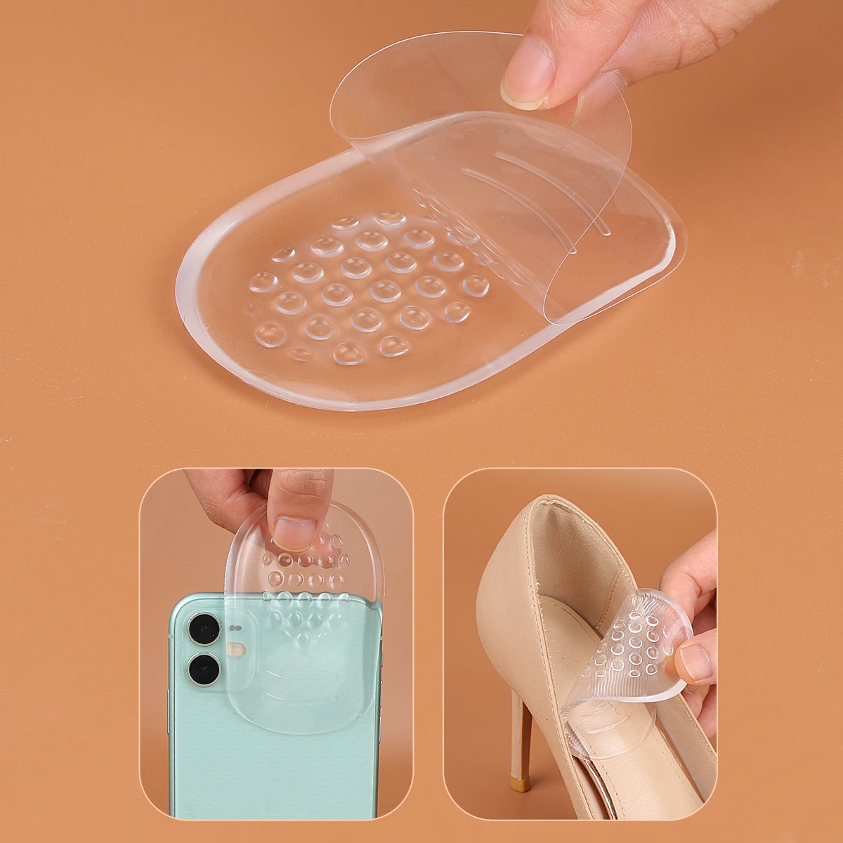 Silikon-Ferseinsätze – Schuh-Einlagen für Plantarfasziitis, Fersenschmerzen – Polster und stoßdämpfende Unterstützung für Frauen (1 Paar) – Detail 5