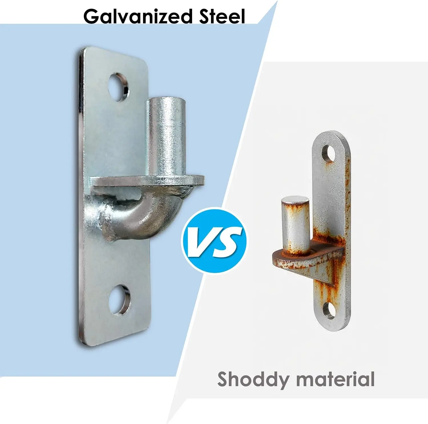 Chain Link Fence Gate Hinges, Wall Mount, 5/8 Inch Pin, Galvanized Steel Outdoor Fence Post Link Gate Hinge