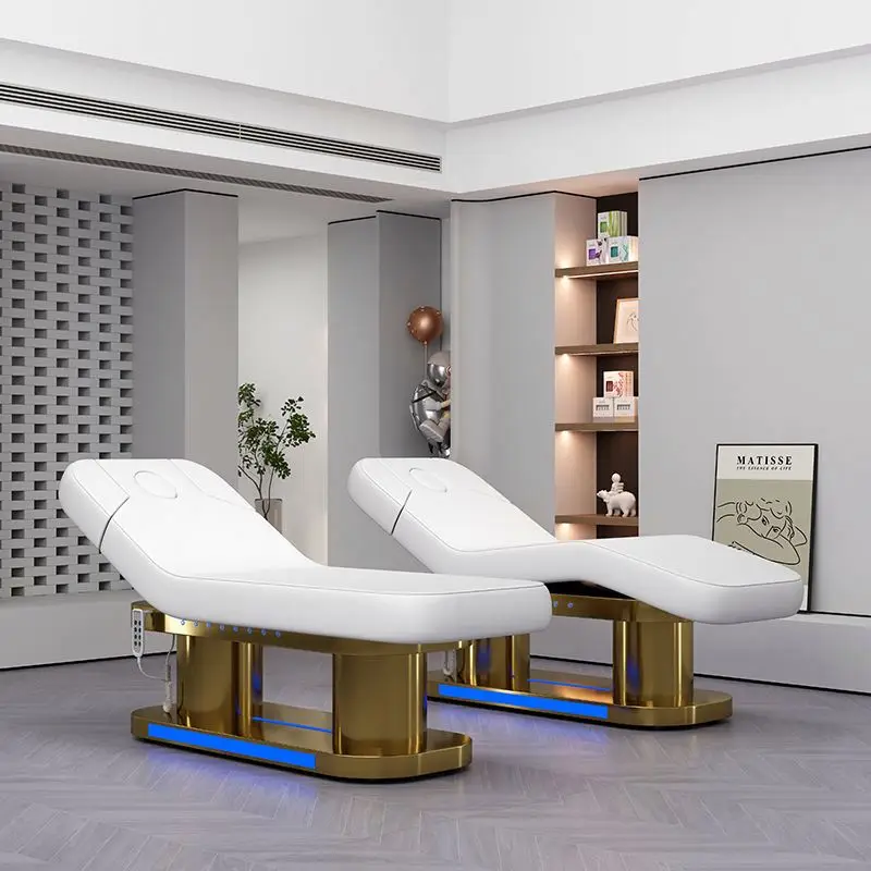 

Thai Luxury Professional Beauty Salon Facial Eyelash Extension Bed 4 Motor Electric Floor Massage Therapy Bed Table
