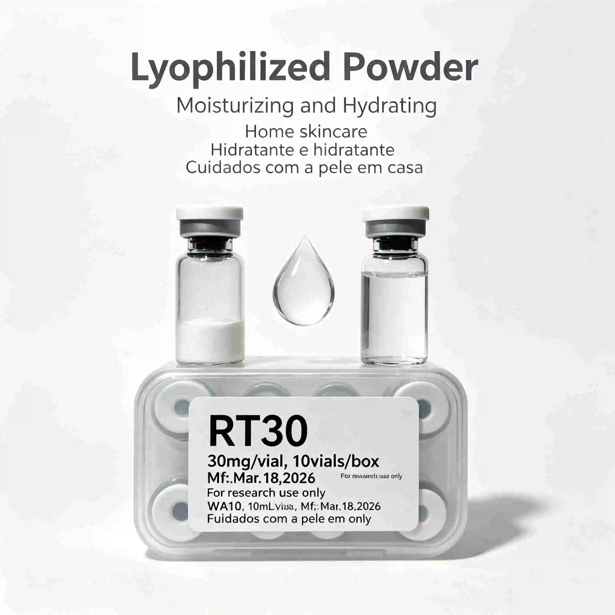 (Random Cap Colors)  RT Lyophilized Powder 10 vials/1 box Facial Home Skin Care Repair Skin Freeze Dried Powder