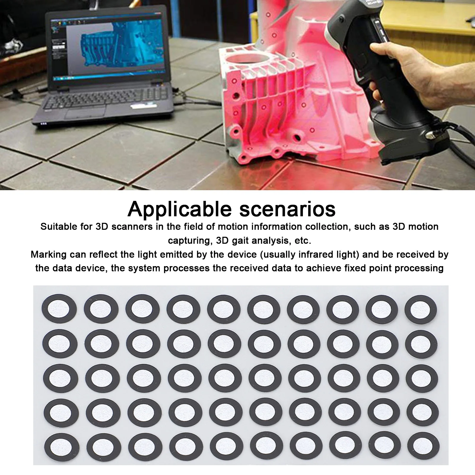 3D Scan Marker Points Inner 6mm, Outer 10mm 3D Scan Marker Tracking Points For precise optical tracking and 3D scanning