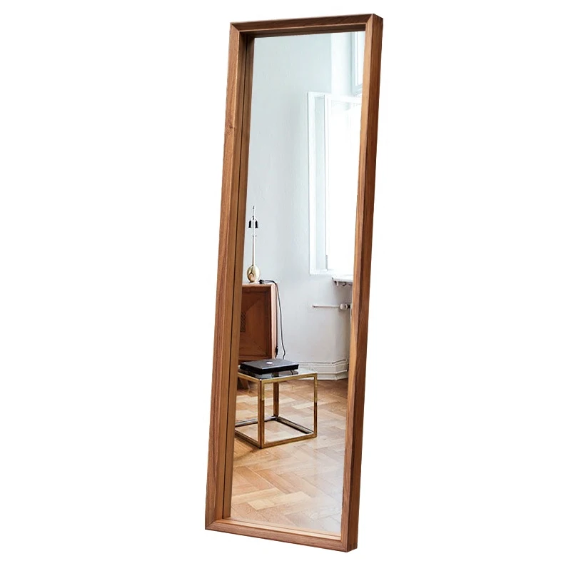 Wholesale Custom Wooden Frame Full-body Mirror Floor-to-ceiling Wall-mounted High Definition Explosion-proof Mirror Is Suitable