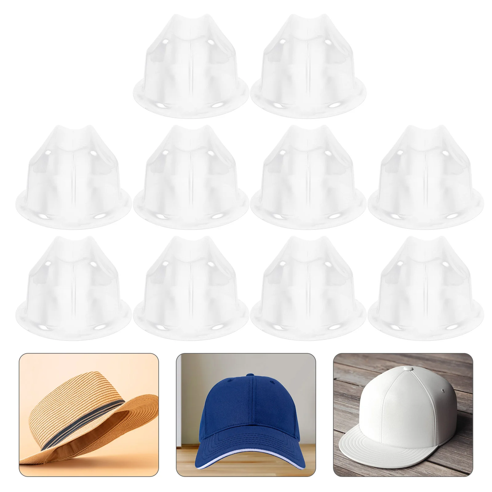 10 Pcs Pvc Plastic Hat Holder Round Head Fisherman Hats Shaper Bucket Display Stand Cap Racks For Caps