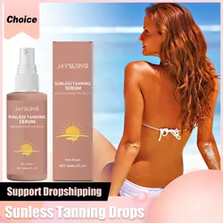 Sunless Tanning Drops Herbal Self Tanner Moisturizing Sunburn Tanning Natural Glow Fake Tan Color Correcting Dark Bronzing Serum