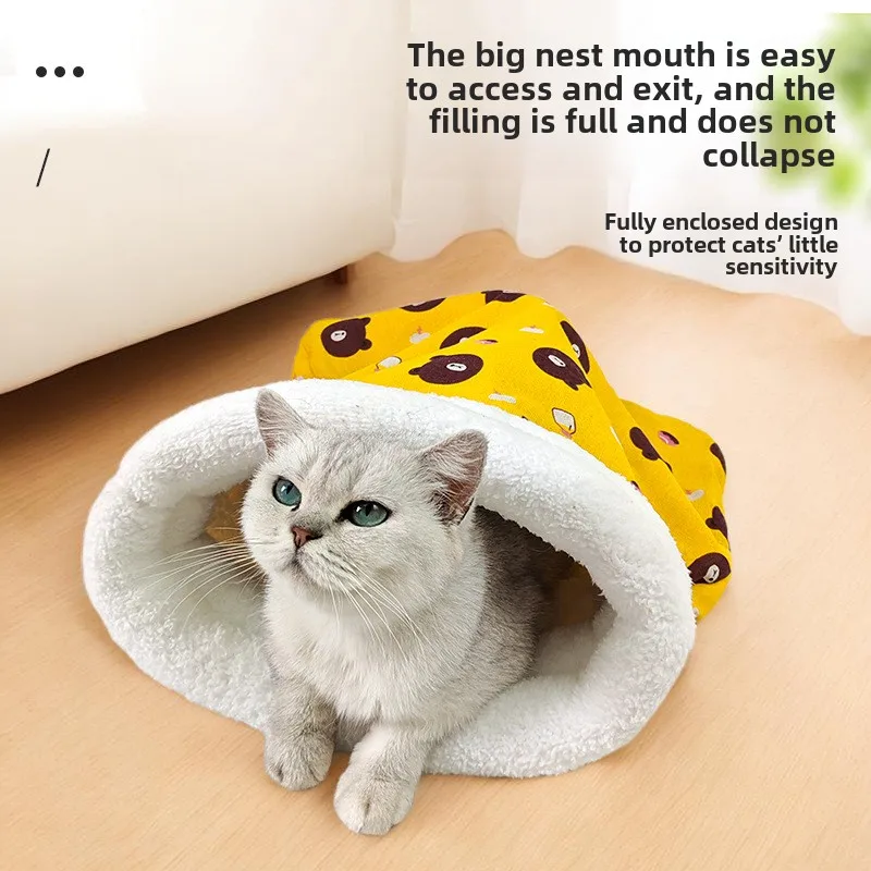 Warm Cat dog Sleeping Bag Soft Cat Bed Comfortable Tunnel Cat Nest Closed Pet House for Cats Lovely Cat Nest