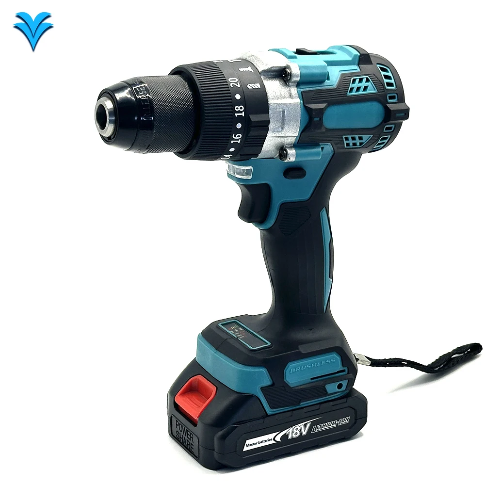 

18V Brushless Motor Cordless Impact Drill With Metal Chuck Best Li-ion Electric Drill for Drilling Wood Plastic Stainless Steel