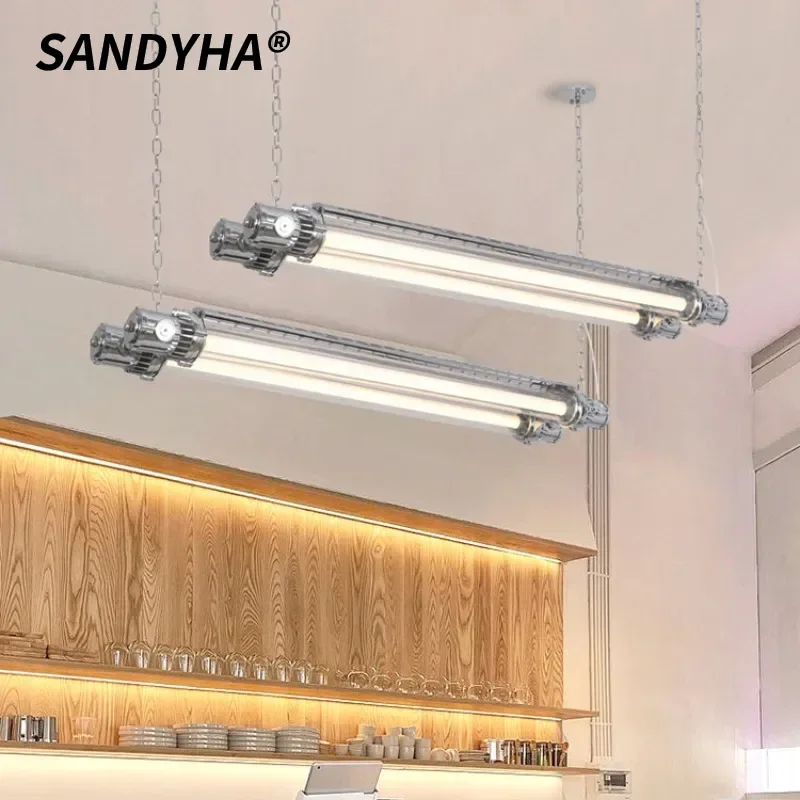 

SANDYHA промышленная светодиодная люстра с длинной полосой, подвесной светильник, ретро-дизайн для столовой, кафе, барной стойки, офисное освещение, декор
