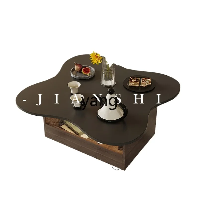 

LH petal lifting coffee table living room household small apartment movable solid wood coffee table