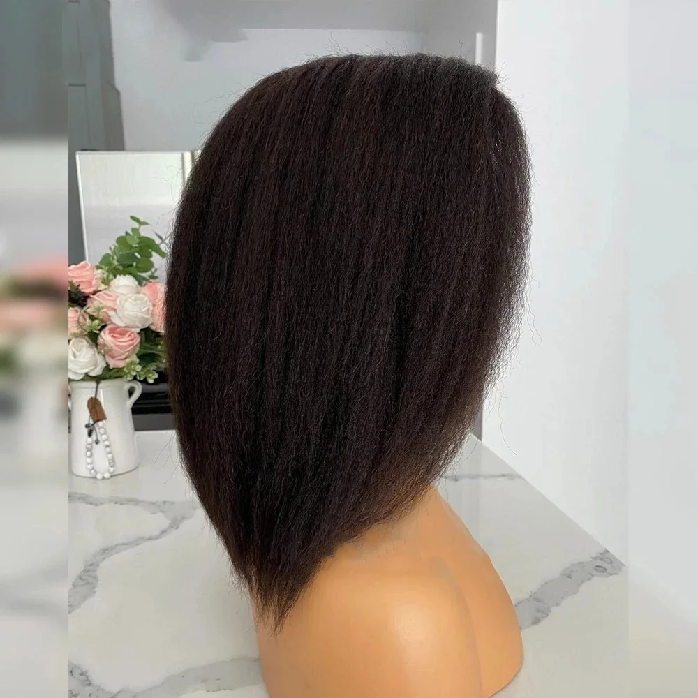 Zachte Natuurlijke Zwarte 26Inch 180 Dichtheid Lijmloze Lange Preplucked Yaki Kinky Rechte Kant Voor Vrouwen Met Baby haar Dagelijks