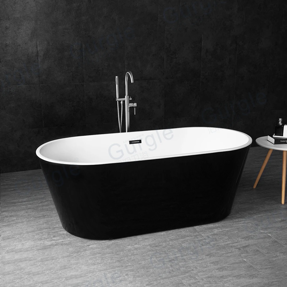 

Лидер продаж, белая, черная отдельно стоящая акриловая ванна для ванной комнаты, современный дизайн, простая установка, 1,7 м, 1,5 м, 1,6 м, 1 2, 3 человека, ванна