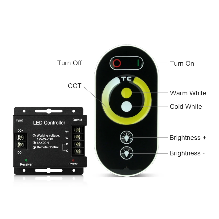CCT RF باهتة لوحة اللمس التحكم عن بعد CCT COB قطاع تحكم ل 12 فولت/24 فولت CCT WW/CW لون واحد Led قطاع الضوء