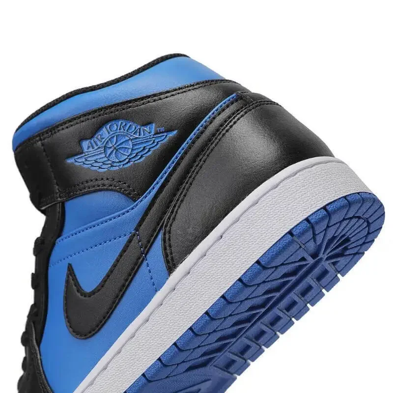 Nike men\'s shoes NIKE AIR JORDAN AJ1 men\'s black and blue high-top retro sneakers