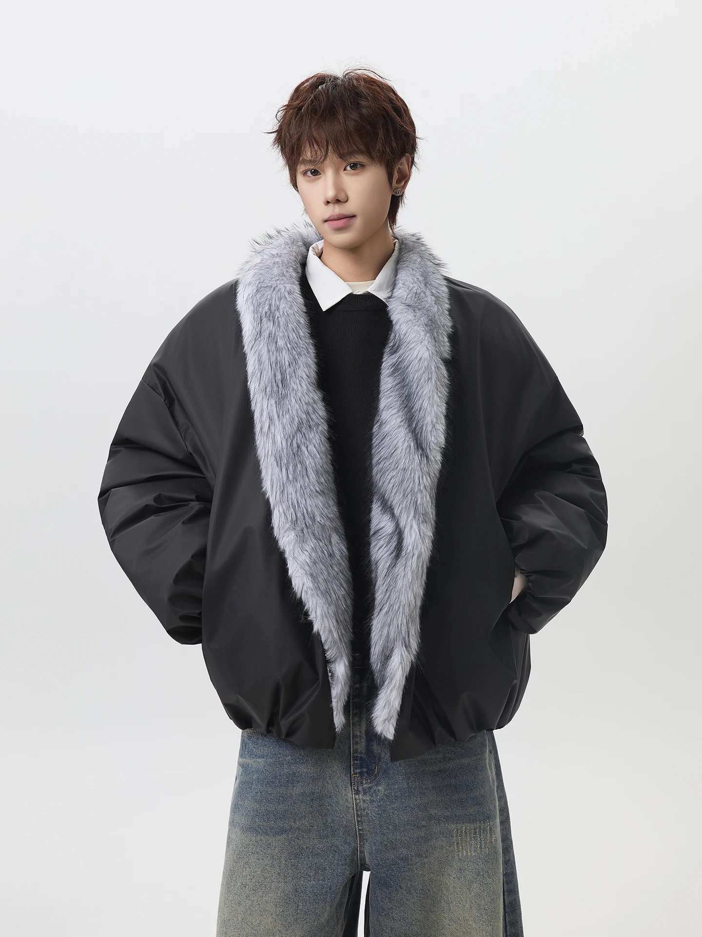 

Boyue Thiened Cotton Jaet with Fur Collar Youthful Versatile Warmth for Teens And Young Adults ex Outerwear