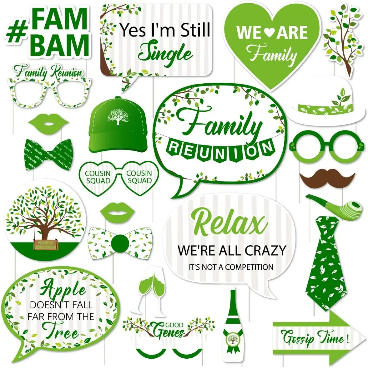 Sursurprise-Family Tree Reunion Gathering Party Photo Booth Props, Happiness Party Decorations Supplies, 24Pcs