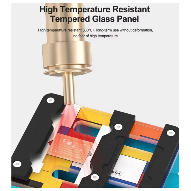 TF1 MINI Dispositivo elétrico de chip de vidro com isolamento térmico Resistência a altas temperaturas 500 ℃ + Ferramenta de reparo de fixação de degomagem de chip CPU IC