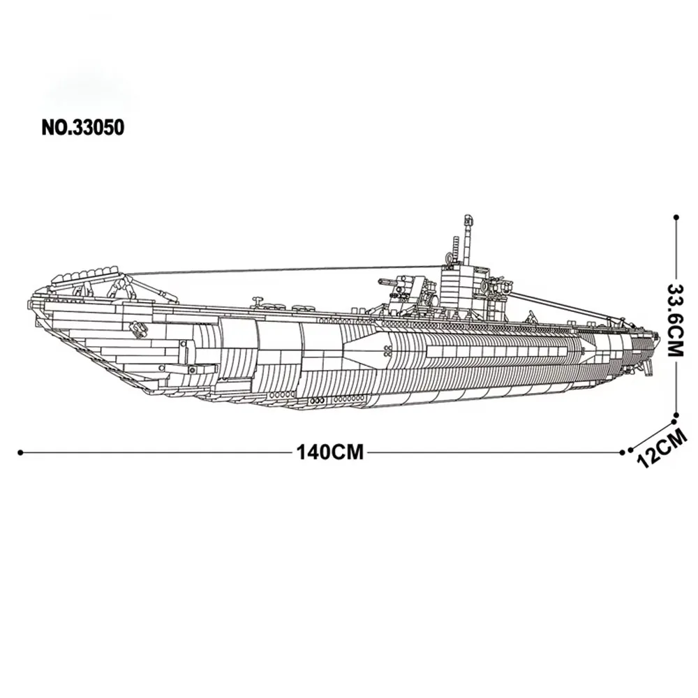 Technic MOC world wars II Military U-boat Building Blocks Model Submarine Bricks Assembling Toys for Children Christmas Gift Set