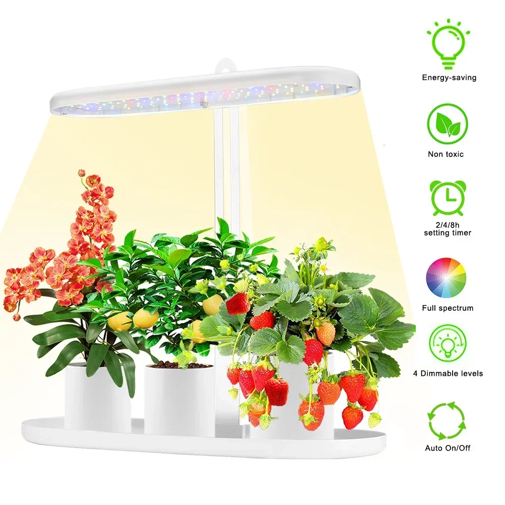 

10W Full Spectrum LED Grow Light 2/4/8H Auto On/Off Timer 4-Level Dimmable Height Adjustable for Home Indoor Desk Plant Lighting