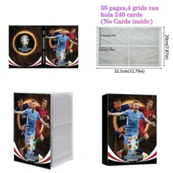 Álbum de tarjetas de estrellas de fútbol para niños, libros de colección de tarjetas de carpeta de estrellas de fútbol, mapa negro, soporte de letras, carpeta, 240 piezas, nuevo, 2023