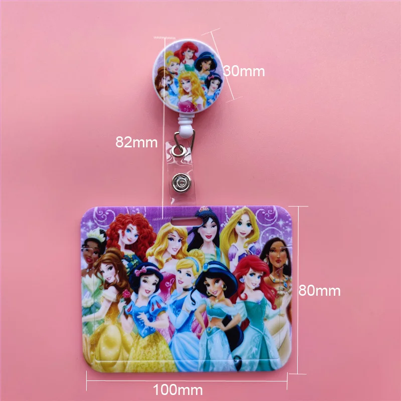 Porta tarjetas con Clip y hebilla retráctil de princesa de Disney, porta tarjetas con Clip para carrete de insignia de negocios Horizontal, para médico y enfermera