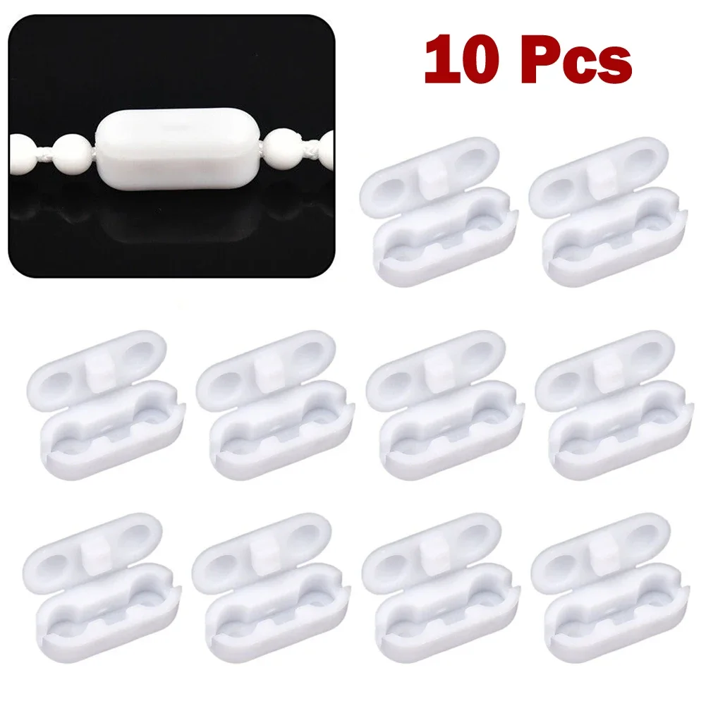 Rolo plástico Blind Pull Cord Connector, Clipes de extensão de substituição, Acessórios de reparo, Joiner Spare Curtain Chain, 10pcs