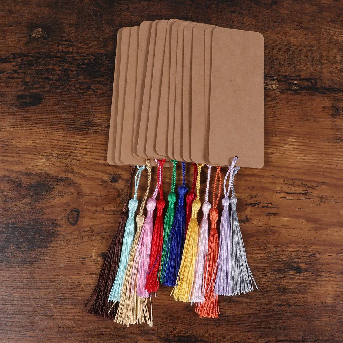 

24Pcs Paper Blank Bookmarks with Tassel Cardstock DIY Craft Gift Tags Reading Stationery Supplies Paper Book Mark